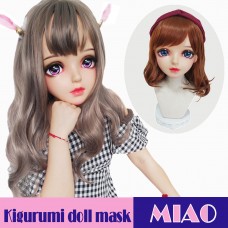 (Miao)Crossdress Sweet Girl Resin Half Head Female BJD Eyes Cosplay Anime Kigurumi Doll Mask (Miao)Crossdress Sweet Girl Resin Half Head Female BJD Eyes Cosplay Anime Kigurumi Doll Mask